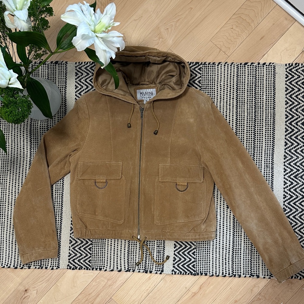 Cropped Tan Hooded Wilson Leather Jacket